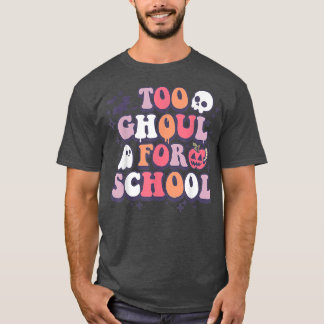 Camiseta Retro Halloween Teacher Ghouls Groovy School Trick