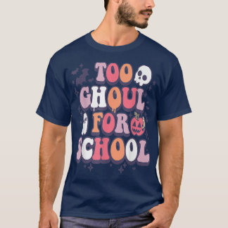 Camiseta Retro Halloween Teacher Ghouls Groovy School Trick