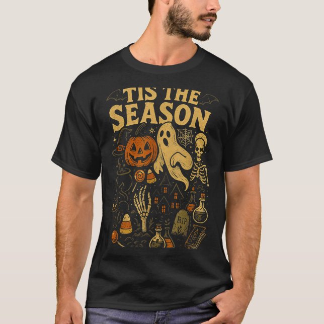 Camiseta Retro Halloween Tis' The Season  (Frente)