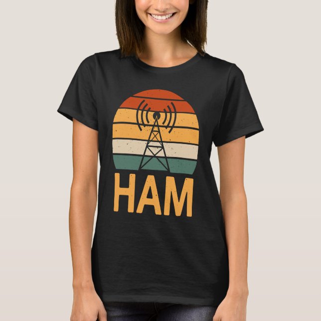 Camiseta Retro Ham Radio Operator Costume Radio Tower (Frente)
