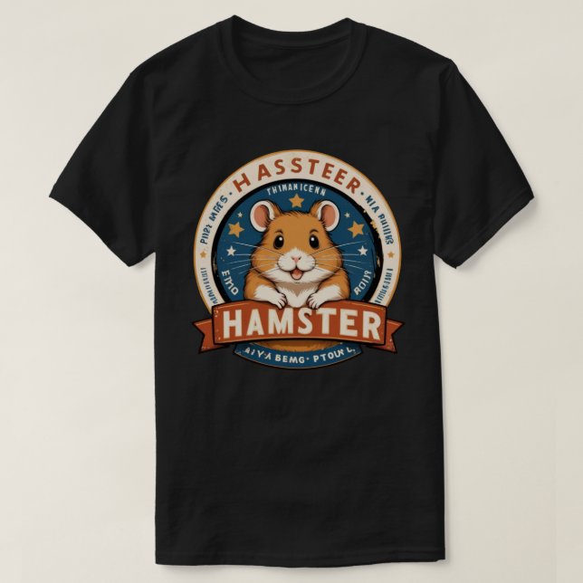 Camiseta Retro Hamster Rings Emblem Art (Frente do Design)
