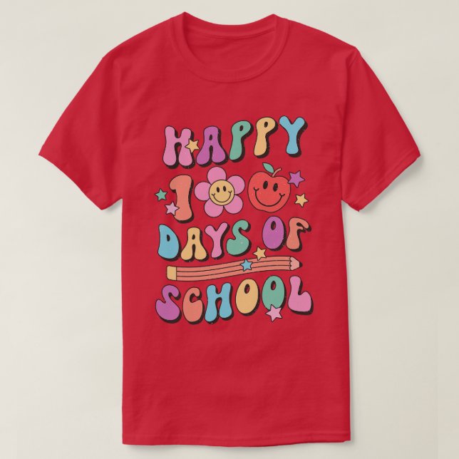 Camiseta Retro Happy 100 dias de oferta escolar (Frente do Design)