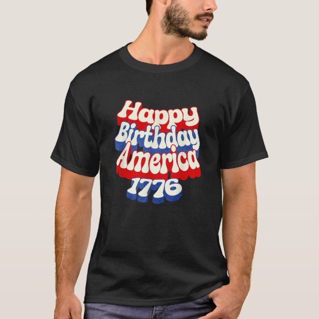 Camiseta Retro Happy 250th Birthday America 1776 2026 EUA J (Frente)
