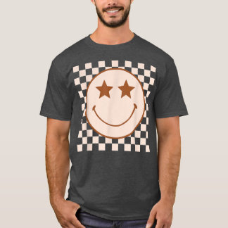Camiseta Retro Happy Face Checkered Pattern  Smile Face Tre