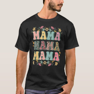 Camiseta Retro Happy Face Mama Groovy Daisy Flower Trendy
