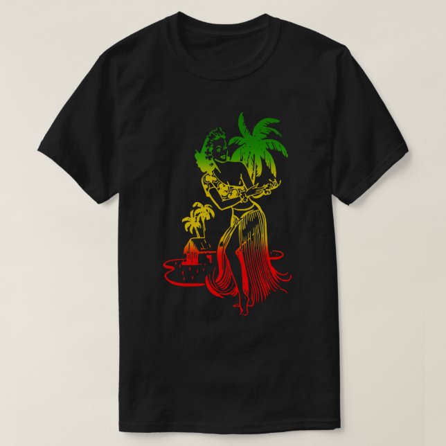 Camiseta Retro Hawaii Hula Dancer (Frente do Design)