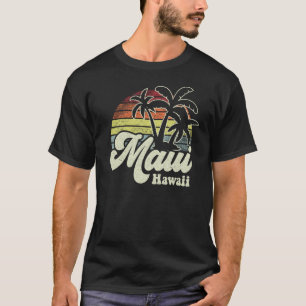 Camiseta Retro Hawaii Maui Havaiian Beach Palm Trees
