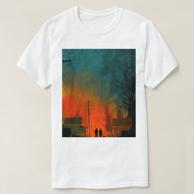 Camiseta retrô Hawkins Shadow Town (Frente do Design)