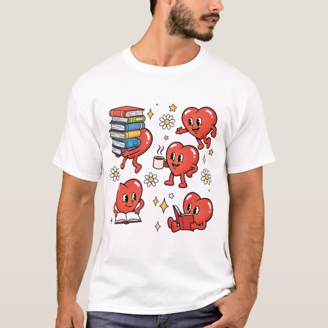 Camiseta Retro Heart Book Lovers (Frente)