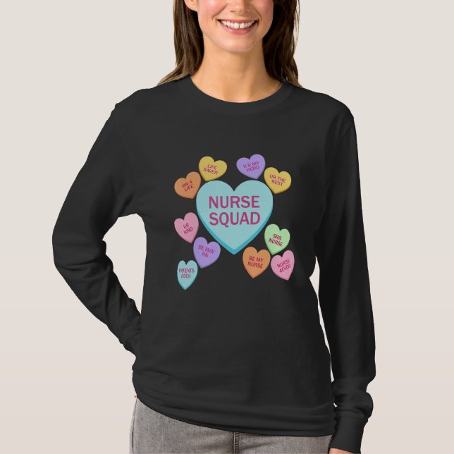 Camiseta Retro Heart Funny Nurse Squad Happy Valentines Day (Frente)