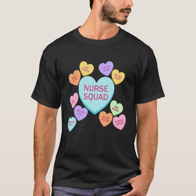 Camiseta Retro Heart Funny Nurse Squad Happy Valentines Day (Frente)