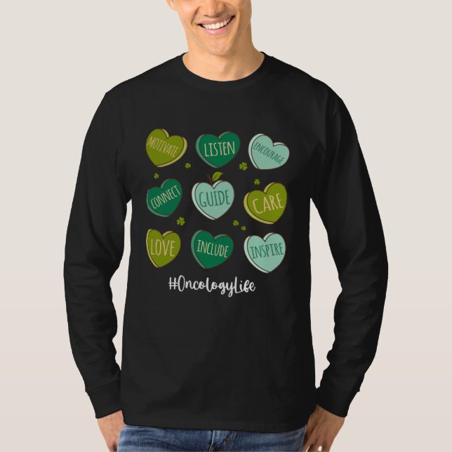 Camiseta Retro Hearts Oncology Nurse Life  St Patrick s Day (Frente)