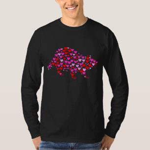 Camiseta Retrô Hearts Raccoon Animal Aniversário Natal Va