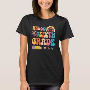 Camiseta Retro Hello Sexto Arco-Íris Primeiro Dia De Volta