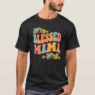 Camiseta Retro Hippie Abençoada Avó Para Mulheres Flores De