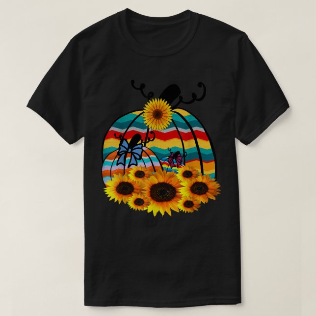 Camiseta Retro Hippie Pumpkins Girflower Queda Autumn Women (Frente do Design)
