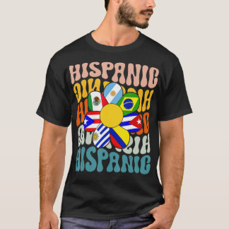 Camiseta Retro Hispanic Heritage Month Latino Flag All Coun