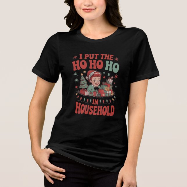 Camiseta Retro Ho Ho Ho Christmas Typography (Frente)