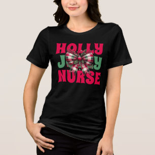 Camiseta Retro Holly Jolly Enfermeira Arco de coquete de Na