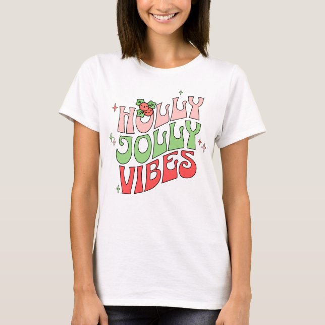 Camiseta Retro Holly Jolly Vibes de Natal (Frente)