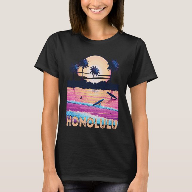 Camiseta Retro Honolulu Hawaii Souvenir Surf (Frente)