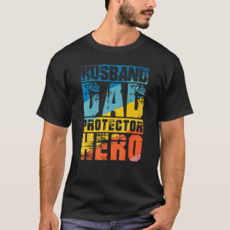 Camiseta Retro Husband Daddy Protector Hero Fathers day for