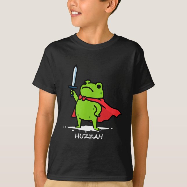 Camiseta Retro Huzzah Frog Knight Funny Sword Meme Quote Me (Frente)