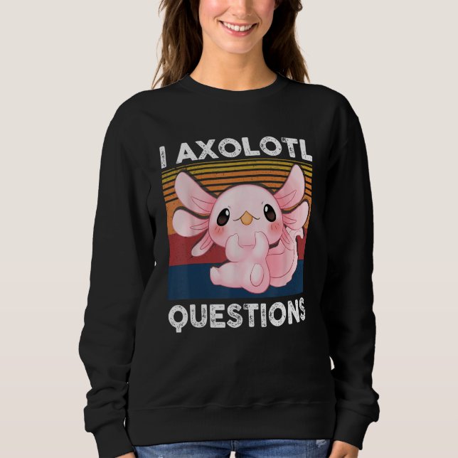 Camiseta Retro I Axolotl Question Pink Salamander Kids Mom  (Frente)