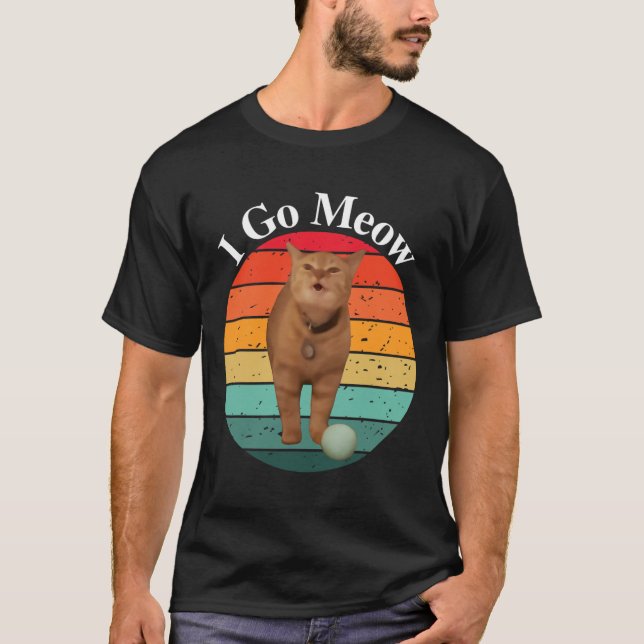 Camiseta Retro I Go Meow Engraçado Cat Singing Meme (Frente)