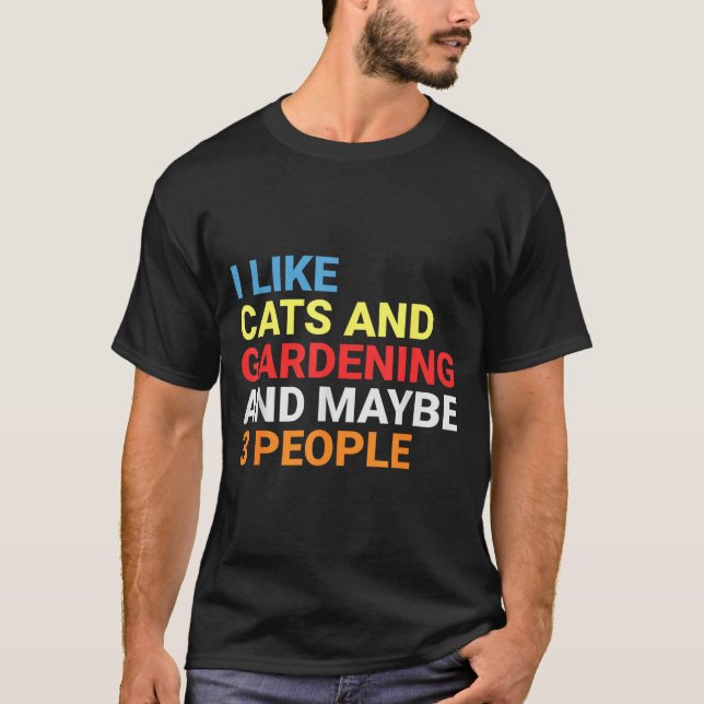Camiseta Retro I Like Cats And Gardening Lover Plant Funny  (Frente)