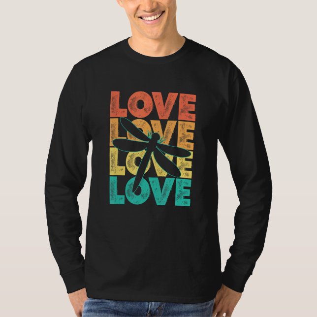 Camiseta Retro I Love Dragonfly Idea For Insect (Frente)