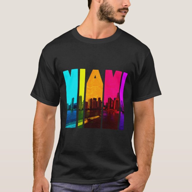 Camiseta Retro I Love Miami Floria Skyline (Frente)