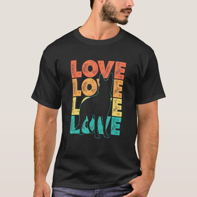 Camiseta Retro I Love My German shepherd Dog Theme Design (Frente)
