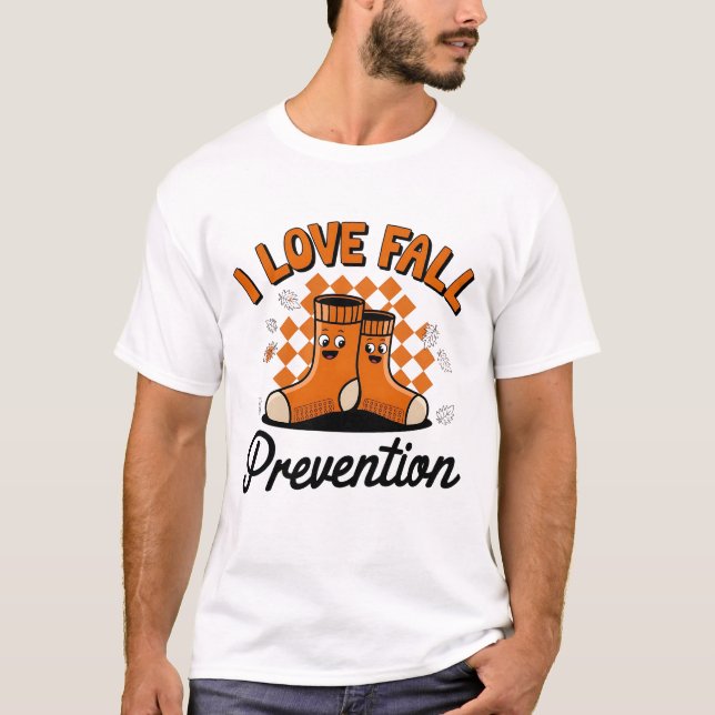 Camiseta Retro I Love Quall Prevention Queda Terapia Física (Frente)