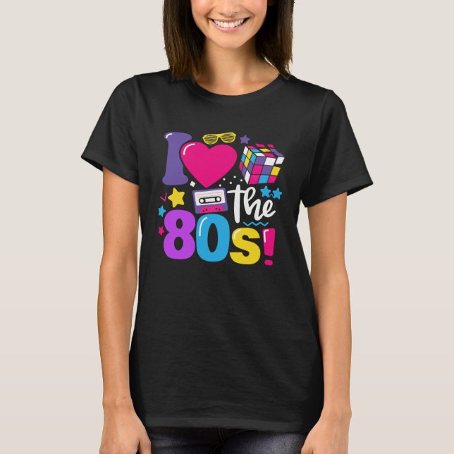 Camiseta Retro I Love The 80 s Cassette Tape 80s Men Women (Frente)