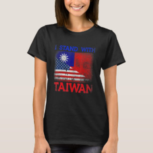 Camiseta Retro I Stand with Taiwan Half American Flag Taiwa
