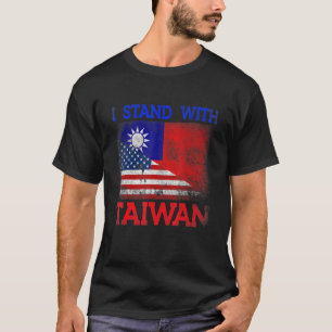 Camiseta Retro I Stand with Taiwan Half American Flag Taiwa