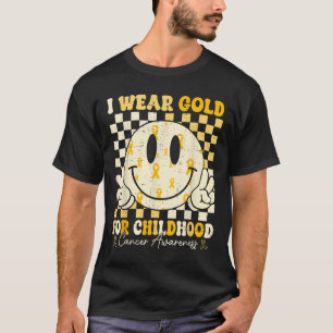 Camiseta Retro I Veste Dourado Para A Consciência Do Cancer