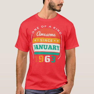 Camiseta Retro Incrível Desde Janeiro De 1963 Birthday Vint