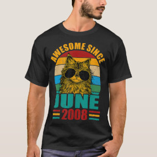Camiseta Retro Incrível Desde Junho De 2008 14 Birthday 14 