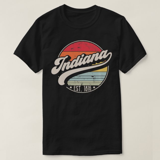 Camiseta Retro Indiana Home State IN Cool 70s Style Sunset  (Frente do Design)