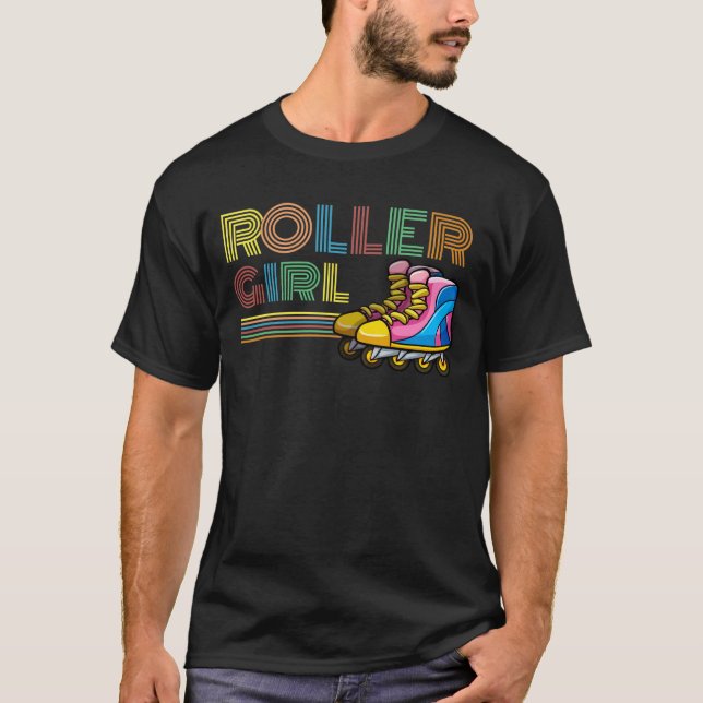 Camiseta Retro Inline Skater Girl Roller Skates (Frente)