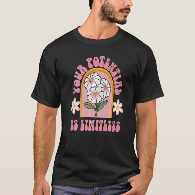 Camiseta Retro-Inspirational Seu Potencial é um Ki ilimitad (Frente)