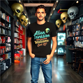 Camiseta Retro "Invasão Alienígena - Bem-vindos aos humanos