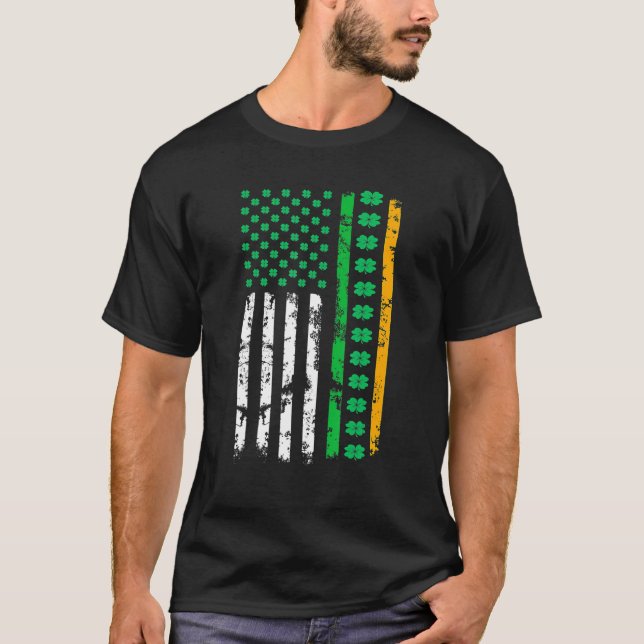 Camiseta Retro Irish American Flag Distressed Flag St Patri (Frente)