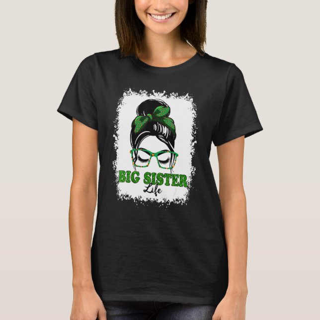 Camiseta Retro Irlandês Mensageiro Irlandês Bun Big Sister  (Frente)