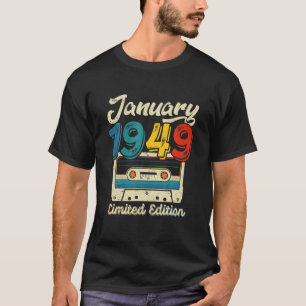 Camiseta Retro Janeiro 1949 Cassette Tape 73Rd Birthday Dez
