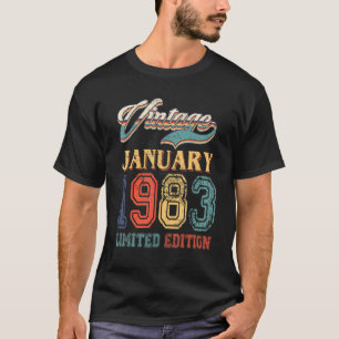 Camiseta Retro Janeiro 1983 Vintage 39 Anos