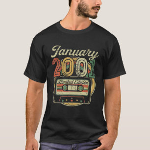 Camiseta Retro Janeiro de 2001 Cassette Tape aniversário d