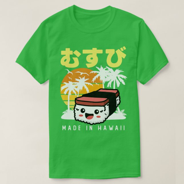 Camiseta Retro Japão 90 do Japão Spam havaiano Musubi 90 Ka (Frente do Design)